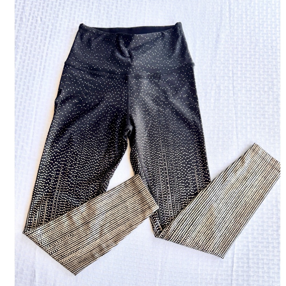 Beyond‎ Yoga Alloy Ombre High Waisted Midi Leggings Black Gold Metallic Medium